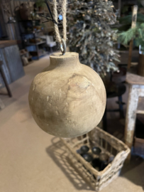 PTMD Houten Kerstbal landelijke stoere kerstballen