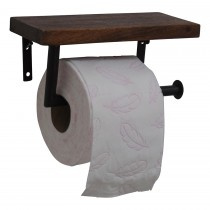 landelijke toiletrolhouder wcrolhouder plankje vintage industrieel metaal hout