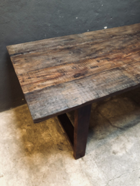 Prachtige grote oud houten tafel 210 x 90 x H76,5 cm eettafel landelijk stoer industrieel vintage doorleefde blad nerf