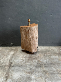 Gave stoere houten tafellamp lamp stronk stam boomstam landelijk lampevoet