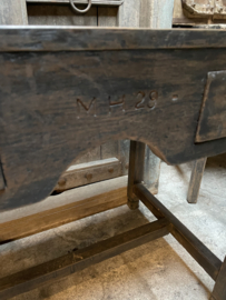 Stoer zwart grijs houten buro bureau werkplek sidetable met 2 lades landelijk stoer