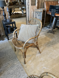 Vintage naturel rotan rieten stoel stoelen eetkamerstoel fauteuil bistro landelijk stoer