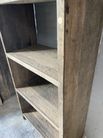 Stoere vergrijsd houten kast Railway truckwood boekenkast legkast linnenkast badkamerkast keukenkast servies rek schap vakkenkast Roomdivider 200 x 80 x 40 cm SEP
