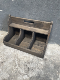 Stoere houten gruttersbak vakkenbak vakken schap trog bak keuken landelijk