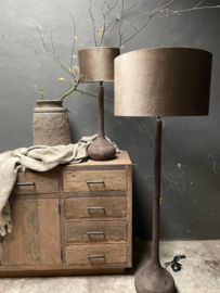 Stoere bruine houten lamp lampje balusterlamp tafellamp 56 cm landelijk stoer robuust umber