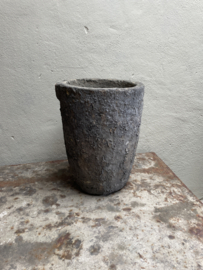 Stenen Pot carbon vaas grijs kruik antraciet steen bloempot bloemevaas kruik bak plantenbak landelijk stoer 50 x 34 cm