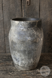 Prachtige grote oude stenen kruik pot vaas landelijk stoer H49 X D32 cm