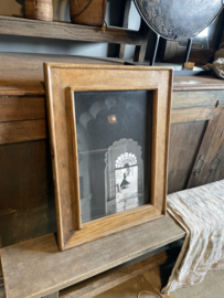 Prachtige grote oud houten lijst fotolijst sloophout fotomaat ongeveer stoer landelijk