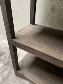 Oude hoge houten kast vitrinekast keukenkast glaskast servies landelijk 168 x 93 x 32 cm
