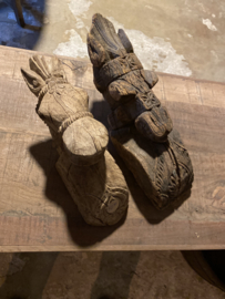 Oude houten paardje paard wandornament landelijk stoer