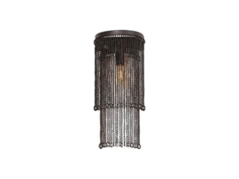 Stoere ijzeren wandlamp Prachtige wandlamp opgebouwd uit zwart ijzeren kettinkjes oud zwart lamp landelijk stoer industrieel