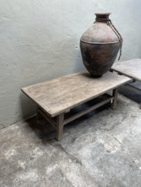 Oude vergrijsd houten olmwood elmwood salontafel 122 x 60 cm