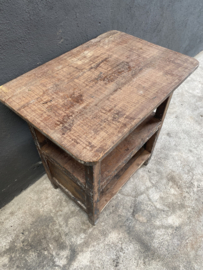 Gaaf Oud houten kastje halkastje nachtkastje grijs bruin landelijk stoer