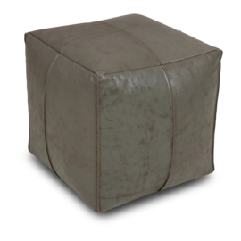 Groen olijf Olive leren poef kussen lounge kruk leer 55 x 55 x 45 cm