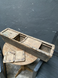 Originele oude old wood wooden houten storage box kist geld kist landelijk stoer vintage