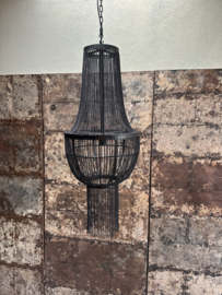 Grote metalen lamp hanglamp Kroonluchter smeedijzer met kettingen zwart vintage industrieel landelijk