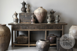 Hele gave oude vintage houten sidetable wandtafel dressoir ladekast stoer landelijk 194 x 49 x H84 cm