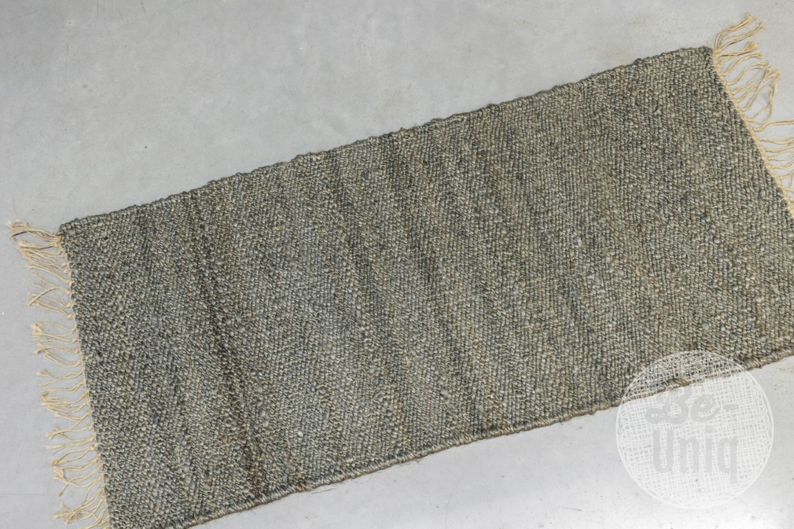 Nieuw grof handgeknoopt kleed tapijt vloerkleed loper 180 x 72 cm grey / naturel