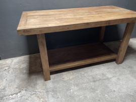 Stoere hoge houten tafel bar werktafel eettafel stamtafel keukentafel bar bartafel countertafel landelijk vintage met onderblad 200 x 100 cm