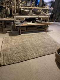 Heel grof jute kleed vloerkleed 230 x 160 cm dixie deurmat carpet tapijt landelijk stoer vintage boho rug