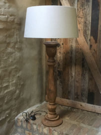 Stoere naturel bruine houten balusterlamp ballusterlamp lampenvoet vloerlamp 90 cm tafellamp landelijk stoer robuust