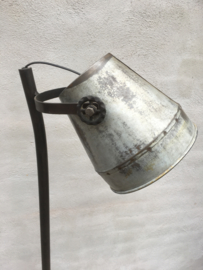 Industrieel industriële stoere metalen metaal zinken zink lamp Staande vloerlamp 130 cm vintage landelijk grijs stoer metaal