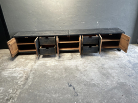 Gaaf lang groot televisiemeubel tvmeubel tvkast Sidetable 260 cm landelijk stoer industrieel vintage zwart