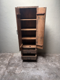 Smalle kast keukenkast servieskast hout houten landelijk industrieel H 180 B 60 D 40 cm Railway SEP