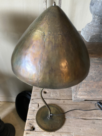 Mooie brons bronzen gouden tafellamp lamp inclusief kap met kronkel voet vintage hotel chique chiq