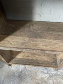 Stoere vergrijsd houten kast Railway truckwood boekenkast legkast linnenkast badkamerkast keukenkast servies rek schap vakkenkast Roomdivider 200 x 80 x 40 cm SEP