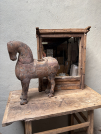 Oud houten Sidetable wandtafel tafel buro bureau wastafel L91 x D48,5 x H80 cm landelijk stoer