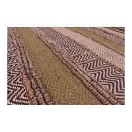 jute kleed vloerkleed 200 x 300 cm gestreept bruin groen beige wandkleed carpet tapijt landelijk stoer vintage boho rug