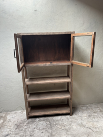 2 deurs kast railway truckwood houten kast  meubel vitrinekast keukenkast vitrine glaskast badmeubel 180 x 100 x D30 cm planken legplanken industrieel stoer landelijk SEP
