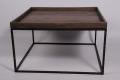 Vergrijsd houten salontafel bijzettafel tafel tafeltje grijs houten blad zwart metalen onderstel 63 x 63 x 37 cm  landelijk industrieel