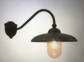 Frezoli Wandlamp/buitenlamp Lucco zwart bruin met horizontaal hangende kap incl glazen stolp