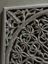 Stoer landelijk oud houten wandpaneel light grey grijs grijze wandornament wanddecoratie 90 x 90 cm hout panelen luiken