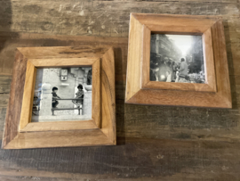 Vierkant oud houten fotolijst Fotolijstje lijst prent zwart wit foto landelijk vintage