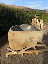 Groot stenen hardstenen arduinen bad badkuip jacuzzi riviersteen Rivierstenen kei rots 185 x 165 x H60 cm