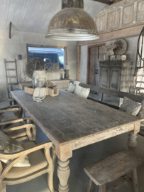 Grote orginele oude “ antieke” vergrijsd houten eettafel tafel 275 cm landelijk stoer sober