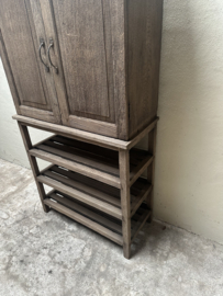 Grote 2 deurs deuren legplanken kast vergrijsd houten kast linnenkast keukenkast servieskast planken legplanken industrieel stoer landelijk 154 x 85 x 38 cm
