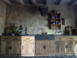 Smalle 1-deurs 1-lade kast | outdoor keukenelement incl. blad buitenkeuken truckwood Railway houten keukenkastjes keukenkastje buitenkeuken landelijk stoer industrieel