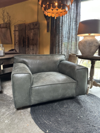 Hele stoere grote dark green echt dik leren lederen afrika fauteuil Het Anker prachtige kwaliteit leer loveseat robuust landelijk stoer geruwd whisper