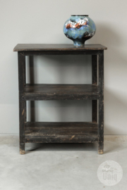 Oud zwart bruin vintage kastje rekje schap Sidetable rek 72 x 60 x 35 cm vintage stoer