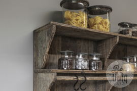 Prachtig massief truckwood railway houten wandrek medium cottage keukenrek 120 x 60 x 26 cm landelijk stoer robuust  industrieel wandschap SEP
