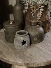 Zwart bruine stenen pot met deksel Brynxz landelijk stoer