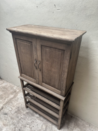 Grote 2 deurs deuren legplanken kast vergrijsd houten kast linnenkast keukenkast servieskast planken legplanken industrieel stoer landelijk 154 x 85 x 38 cm