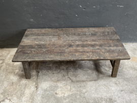 Landelijke oud vergrijsd houten salontafel tafel 150 x 70 cm stoer sober