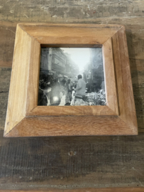 Vierkant oud houten fotolijst Fotolijstje lijst prent zwart wit foto landelijk vintage