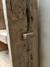 Grote stoere oud houten kast schap 219 x 98 x 38 cm rek stoer robuust boekenkast keukenkast landelijk industrieel
