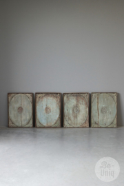 antiek oud houten paneel paneeltje 60 x 42 cm zeegroen turkoois mintgroen wandpaneel luik wanddecoratie